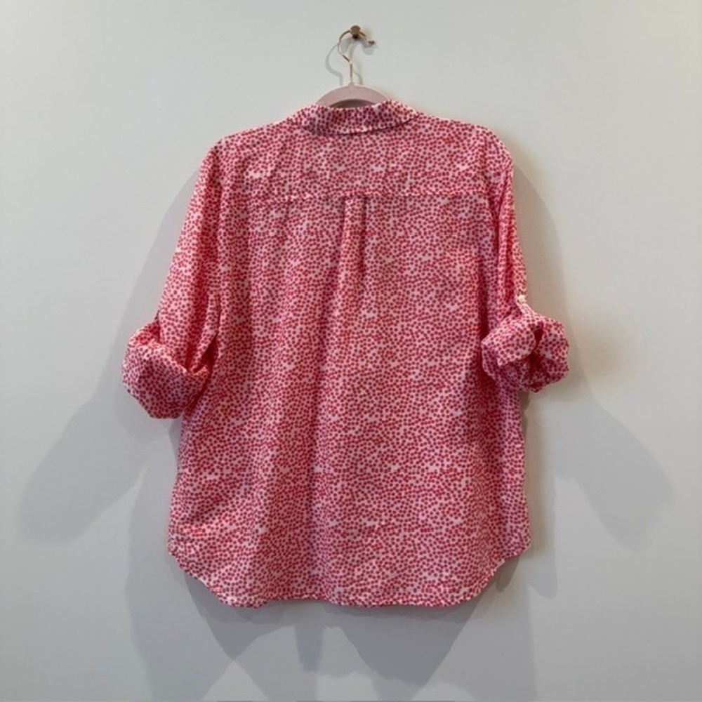 Ann Taylor Polka Dot 100% Silk Button Down Blouse Roll Tab Sleeves | Size 16 - Picture 10 of 10